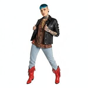 1980's Capezio size 7 Red leather fringe boots